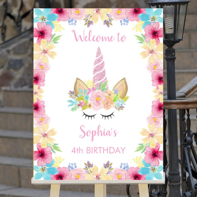 Unicorn Birthday Party Welcome Sign Poster Magical (Creator Uploaded)