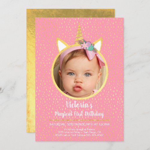 Unicorn Birthday Party with Photo Invitation