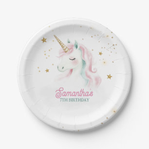 Unicorn Birthday, Pastel Unicorn, Rainbow Paper Plates
