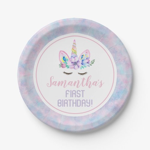 Unicorn Birthday Personalized Party Paper Plates