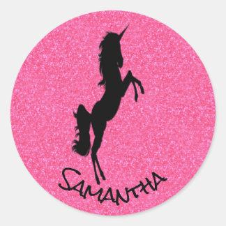 Unicorn Birthday Pink Classic Round Sticker