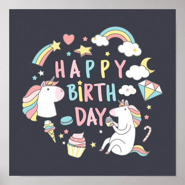 Unicorn Birthday Poster (Front)
