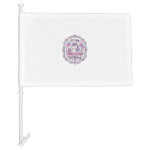 Unicorn Birthday Queen of Unicorn Land Trendy Grap Car Flag