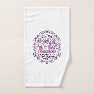 Unicorn Birthday Queen of Unicorn Land Trendy Grap Hand Towel