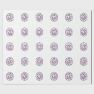 Unicorn Birthday Queen of Unicorn Land Trendy Grap Wrapping Paper