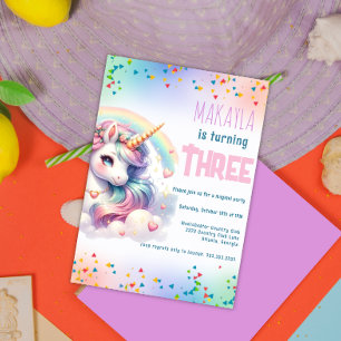 Unicorn Birthday Rainbow kids Party Customizable Invitation