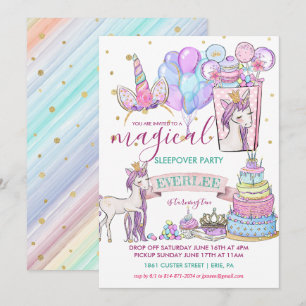 Unicorn Birthday Slumber Party Invitation