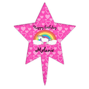 Unicorn birthday star cake topper