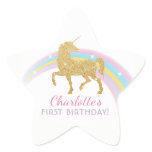Unicorn Birthday Star Favor Stickers