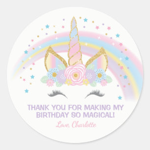 Unicorn Birthday Star Favor Stickers