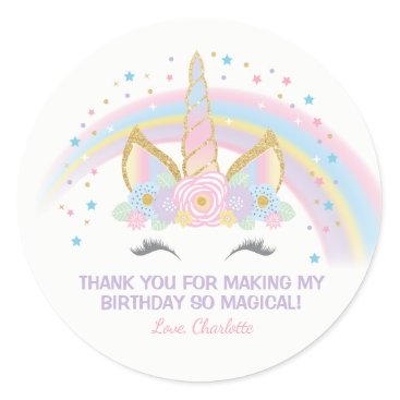 Unicorn Birthday Star Favor Stickers