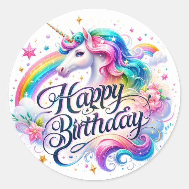 Unicorn Birthday stickers (Front)