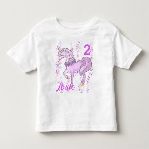 Unicorn Birthday T-shirt Little Girls NAME AGE