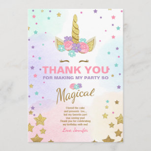 unicorn thank you cards zazzle