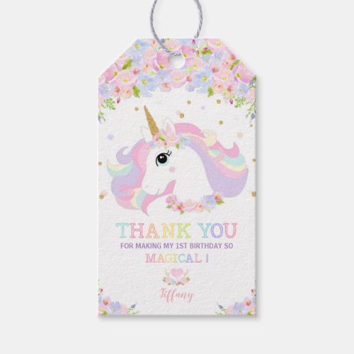 Unicorn Birthday Thank You Favor Gift Tags