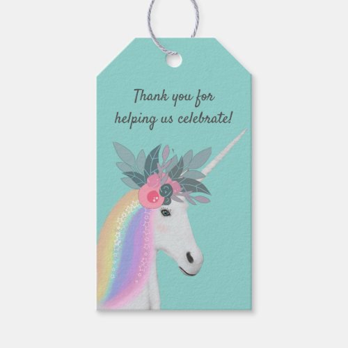 Unicorn Birthday Thank You Party Favor Gift Tags