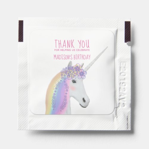 Unicorn Birthday Thank You Party Favor Name Hand Sanitizer Packet