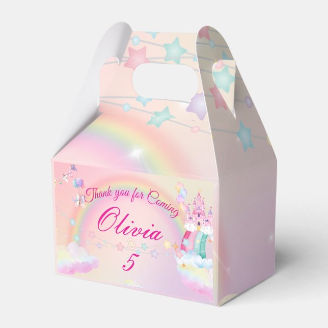 Unicorn birthday them Favor Box (Front Side)