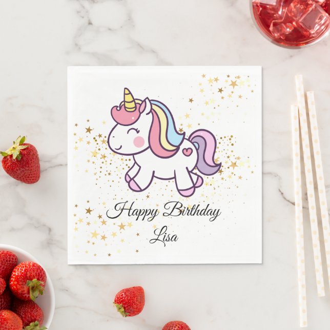 unicorn birthday theme napkins (Insitu)