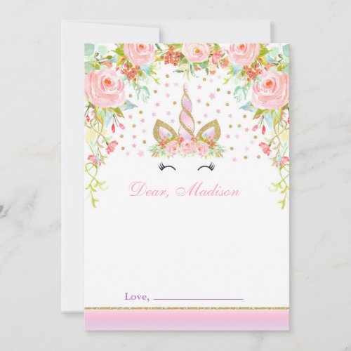 Unicorn Birthday Time Capsule Note Card Guestbook