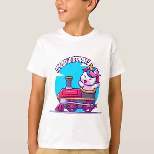 Unicorn Birthday Train T_Shirt