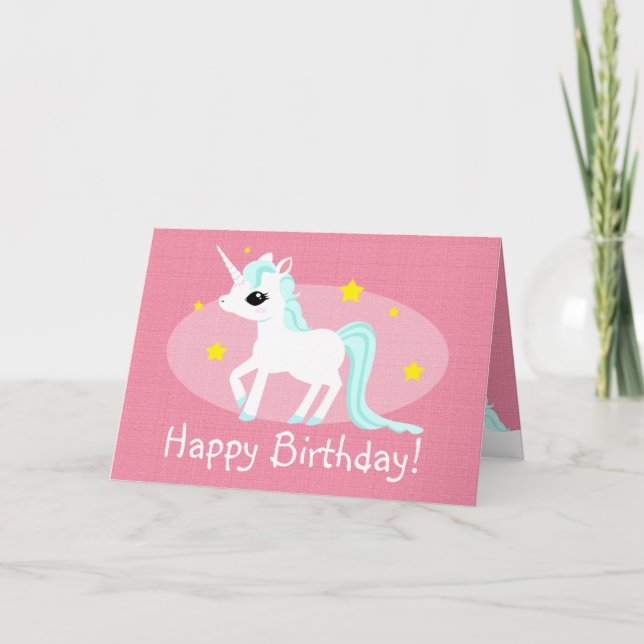 Unicorn birthday wishes customisable card (Front)