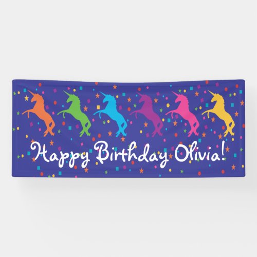 Unicorn birthday with confetti banner
