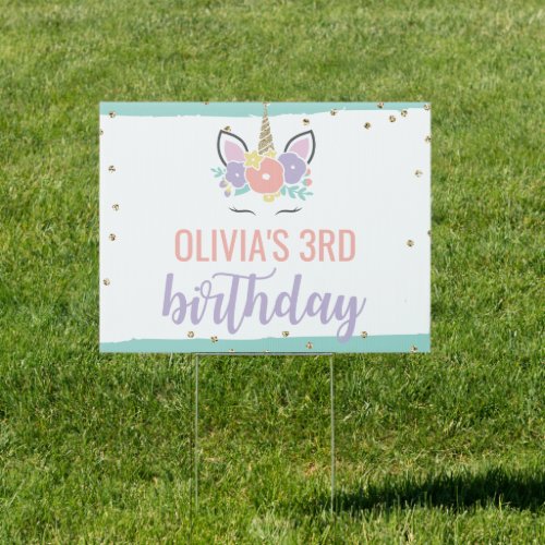 Unicorn Birthday Yard Sign