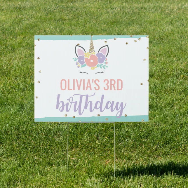 Unicorn Birthday Yard Sign Zazzle
