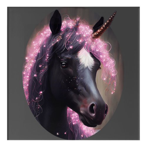 Unicorn Black and Pink Fairy Fantasy Creature  Acrylic Print