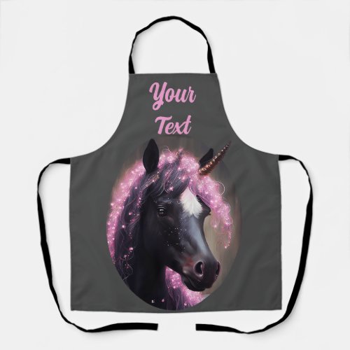 Unicorn Black and Pink Fairy Fantasy Creature  Apron