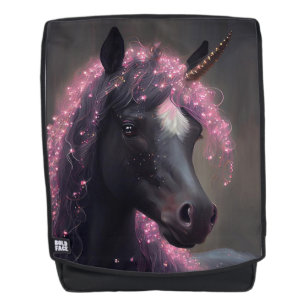 Unicorn Black and Pink Fairy Fantasy Creature Backpack