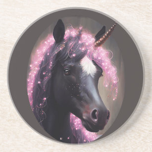 Unicorn Black and Pink Fairy Fantasy Creature  Coaster