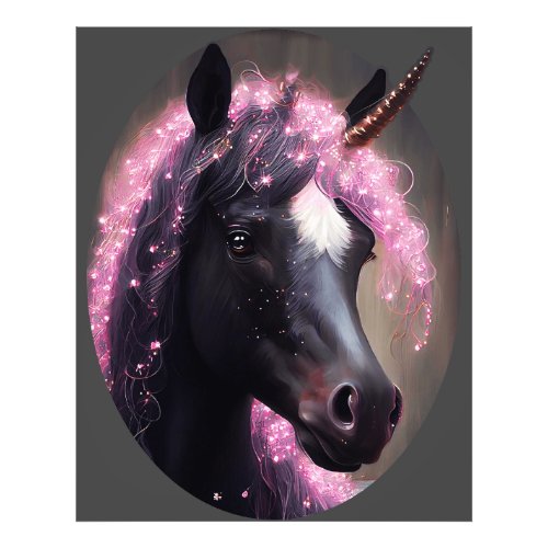 Unicorn Black and Pink Fairy Fantasy Creature  Photo Print