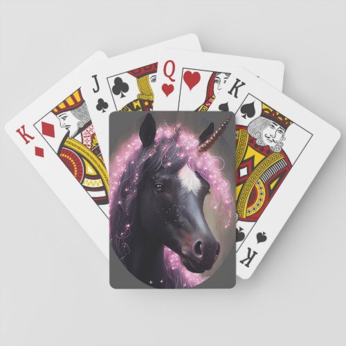 Unicorn Black and Pink Fairy Fantasy Creature  Playing Cards