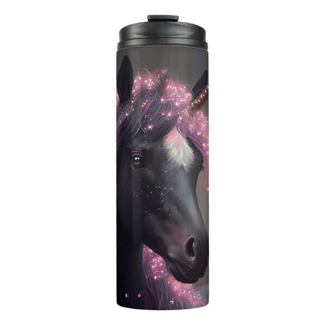 Unicorn Black and Pink Fairy Fantasy Creature  Thermal Tumbler (Front)