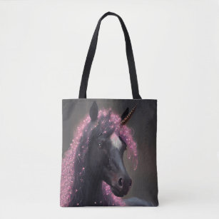 Unicorn Black and Pink Fairy Fantasy Creature  Tote Bag