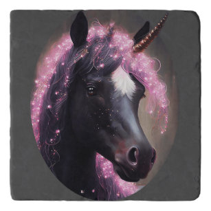 Unicorn Black and Pink Fairy Fantasy Creature  Trivet