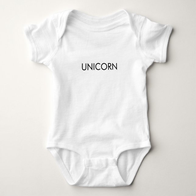 "Unicorn" black letters white minimalist Baby Bodysuit (Front)