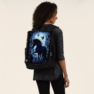Unicorn Black Magic Fairy in Dark Forest Backpack