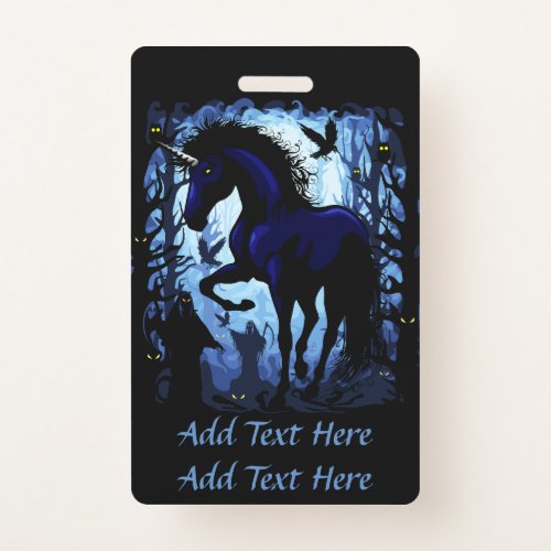 Unicorn Black Magic Fairy in Dark Forest Badge