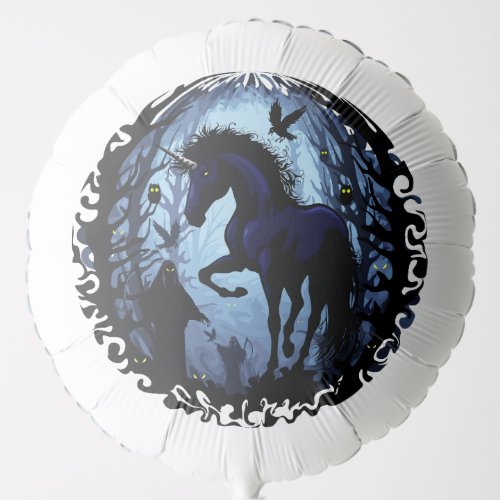 Unicorn Black Magic Fairy in Dark Forest Balloon