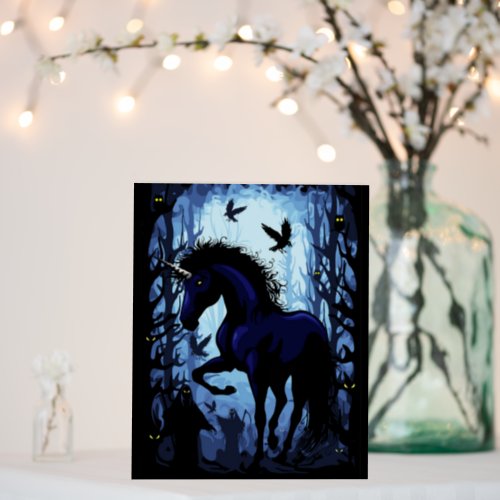 Unicorn Black Magic Fairy in Dark Forest Foam Board