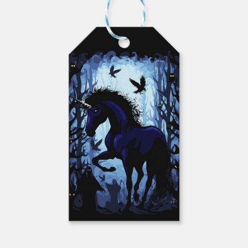 Unicorn Black Magic Fairy in Dark Forest Gift Tags