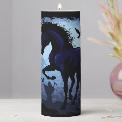 Unicorn Black Magic Fairy in Dark Forest Pillar Candle