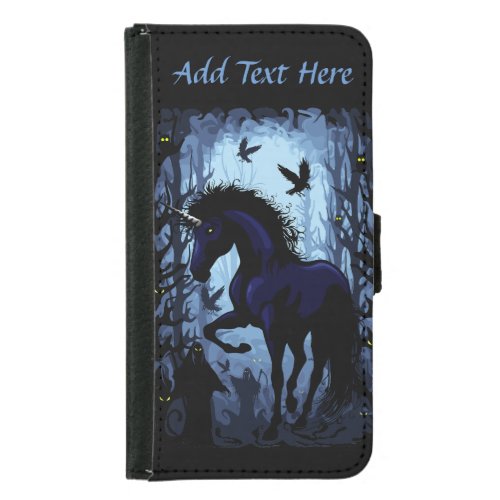 Unicorn Black Magic Fairy in Dark Forest Samsung Galaxy S5 Wallet Case