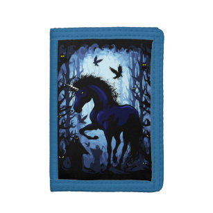 Unicorn Black Magic Fairy in Dark Forest Trifold Wallet