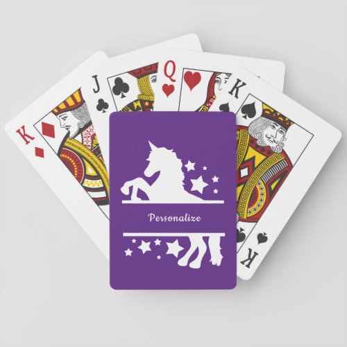 Unicorn Black White Mythical Fantasy Personalized Playing Cards