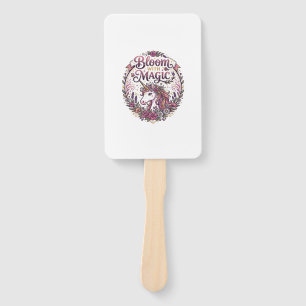 Unicorn Bloom with Magic POD Ready White Backgroun Hand Fan