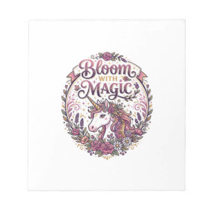 Unicorn Bloom with Magic POD Ready White Backgroun Notepad